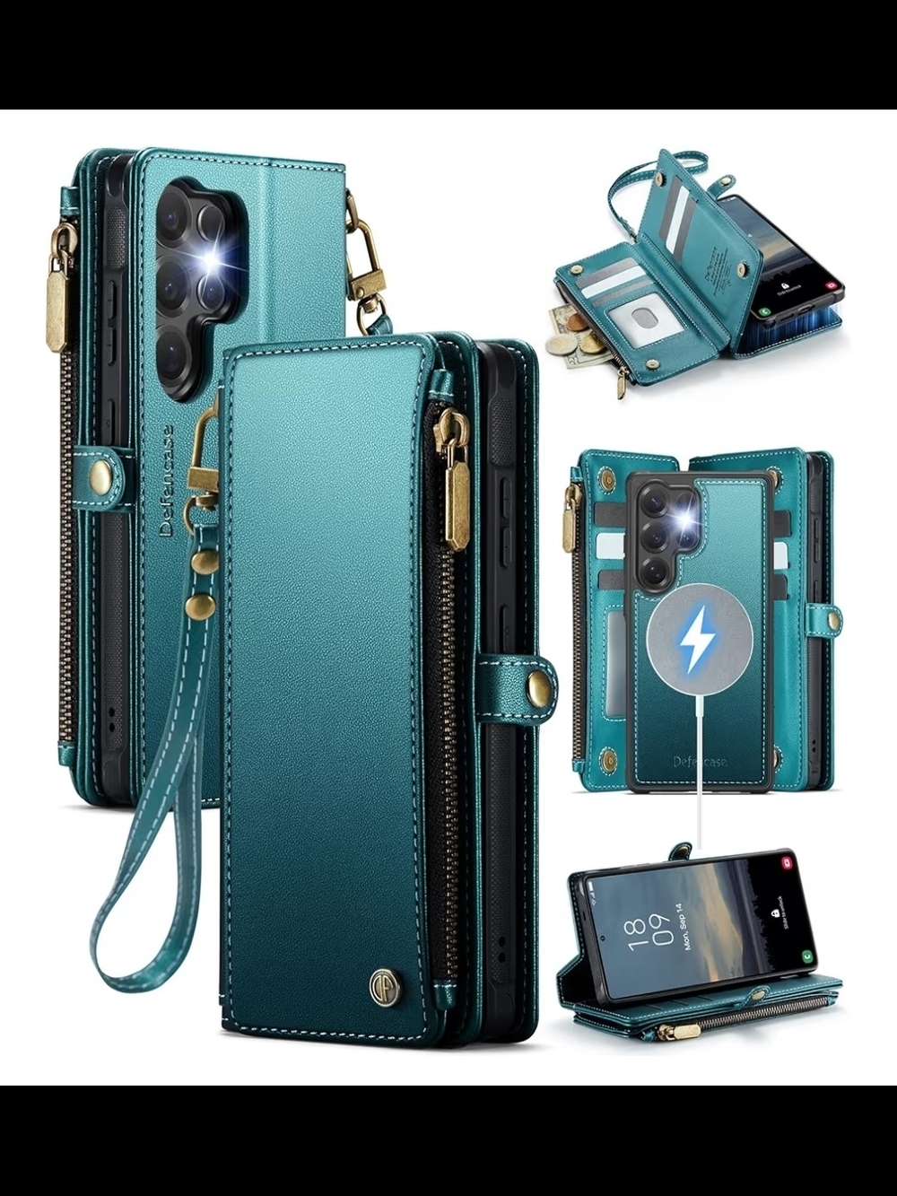 Defencase for Galaxy S25 Ultra Case Wallet Compatible with Magsafe, Green